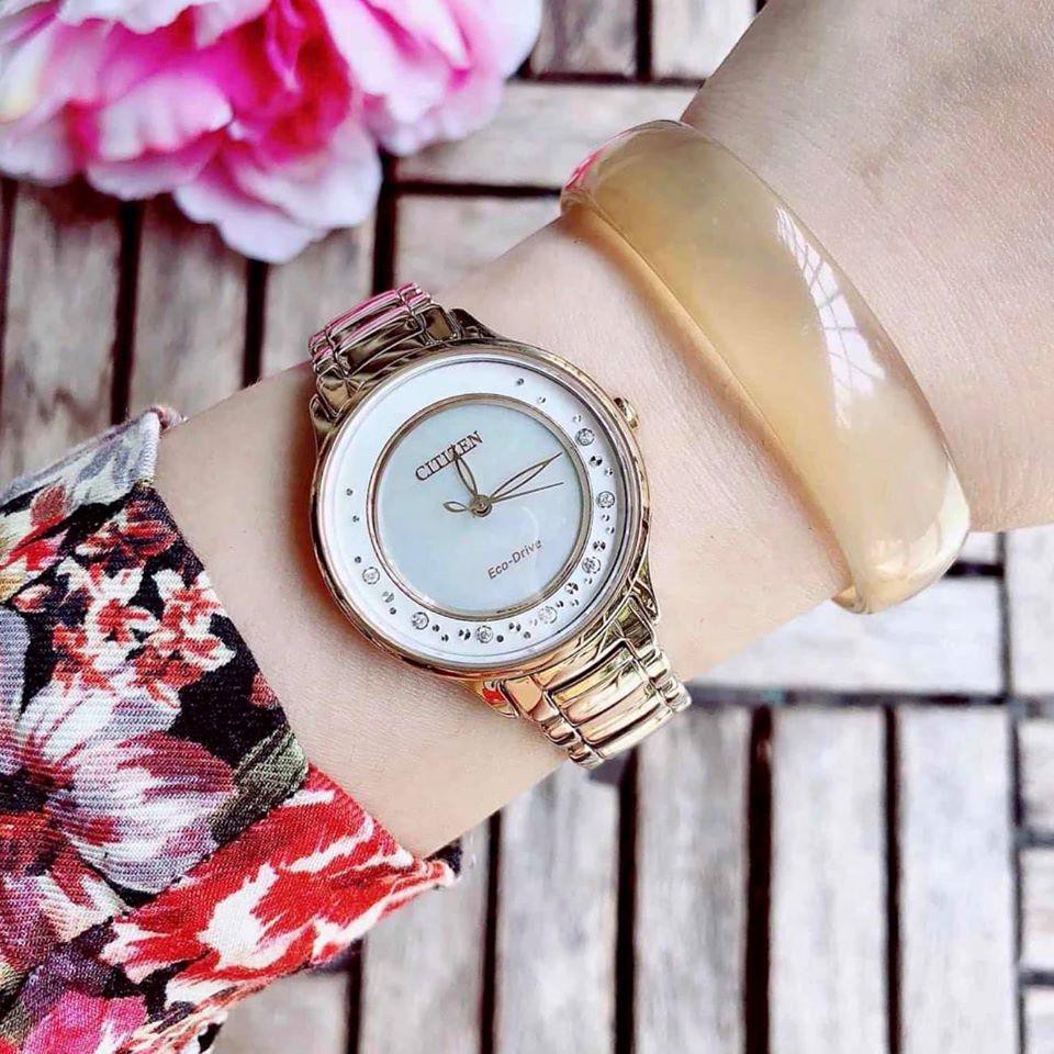 Đồng hồ nữ chính hãng Citizen EM0382-86D - Máy Quartz pin Eco Drive năng lượng ánh sáng- Kính Sapphire