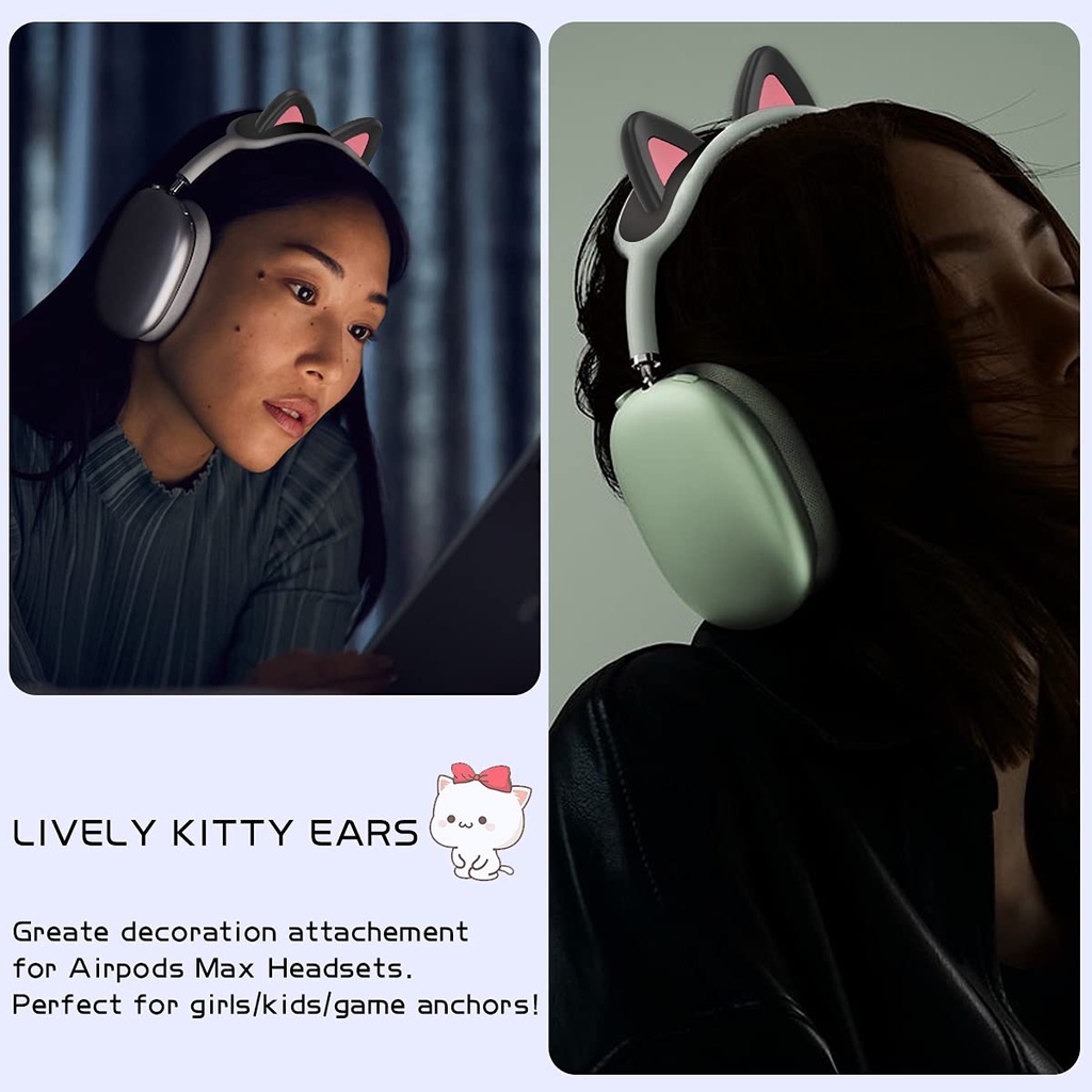 Vỏ silicon hình tai mèo mềm mại thích hợp cho tai nghe Apple AirPods Max