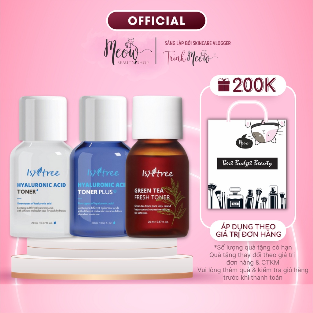 Toner Isntree cấp ẩm dịu da minisize dùng thử 20ml