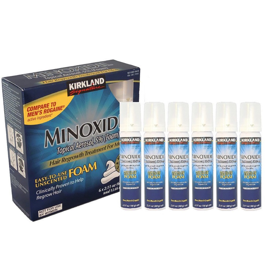 Thuốc mọc râu tóc Kirkland Minoxidil Foam 5% 62ml (Dạng bọt)