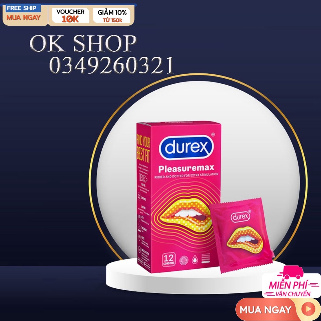 Bao cao su Durex Pleasuremax 12 bao / Hộp