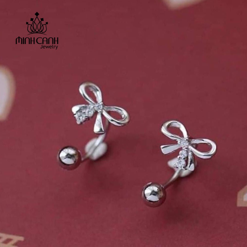 Bông Tai Bạc Nơ Bi Tròn Thời Trang - Minh Canh Jewelry