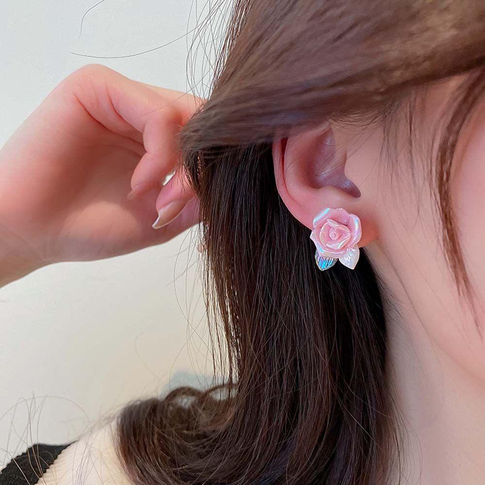Khuyên Tai Hình Hoa Hồng Bằng Nhựa Resin Ngọt Ngào Cho Nữ