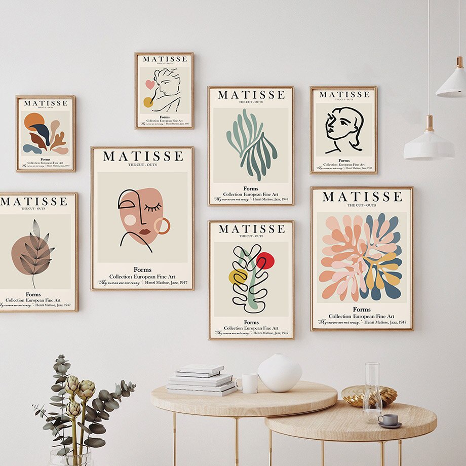 Tranh Trừu Tượng Matisse Dòng Mặt San Hô Lá Tường Tranh Canvas Nghệ Bắc Âu Hình Cho Trang Trí Phòng Ms: 400