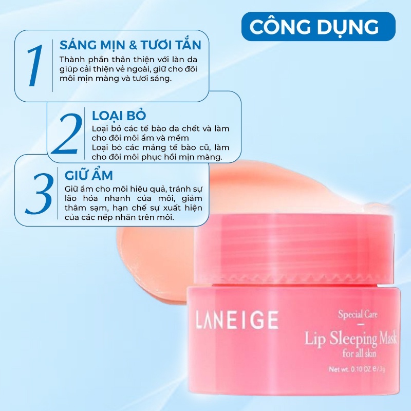 Mặt Nạ Ngủ - Dưỡng Môi Laneige Full 3g Hương Cherry Hàn Quốc