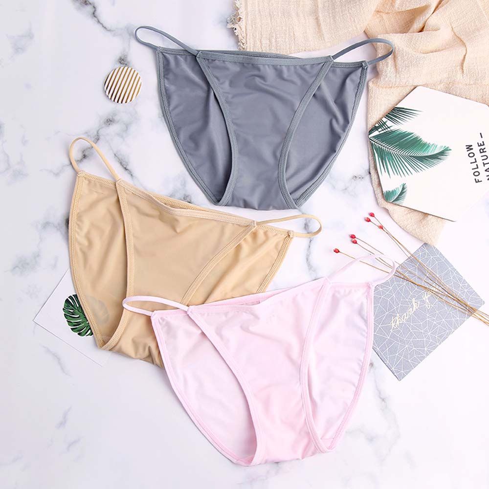 Quần Lót Cotton Lụa Lạnh Không Đường May Lưng Thấp Nhiều Màu Quyến Rũ Cho Nữ