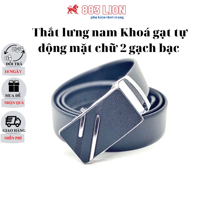 Thắt lưng nam,dây lưng nam khoá tụ động cài phong cách Hàn Quốc mặt khoá bạc hợp kim dây da pu mềm bóng đẹp ⚡