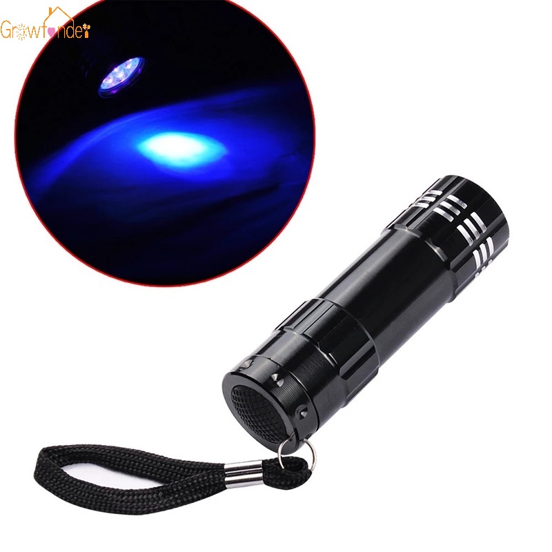 1 Đèn Pin Mini 9 Bóng Led UV Không Trượt Dùng Kiểm Tra Tiền Bằng Tia UV Tiện Dụng