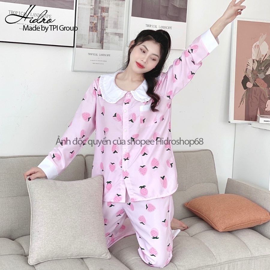 Bộ Pijama Dài Tay Quần Dài Phối Cổ Họa Tiết Dễ Thương Siêu Xinh | BigBuy360 - bigbuy360.vn