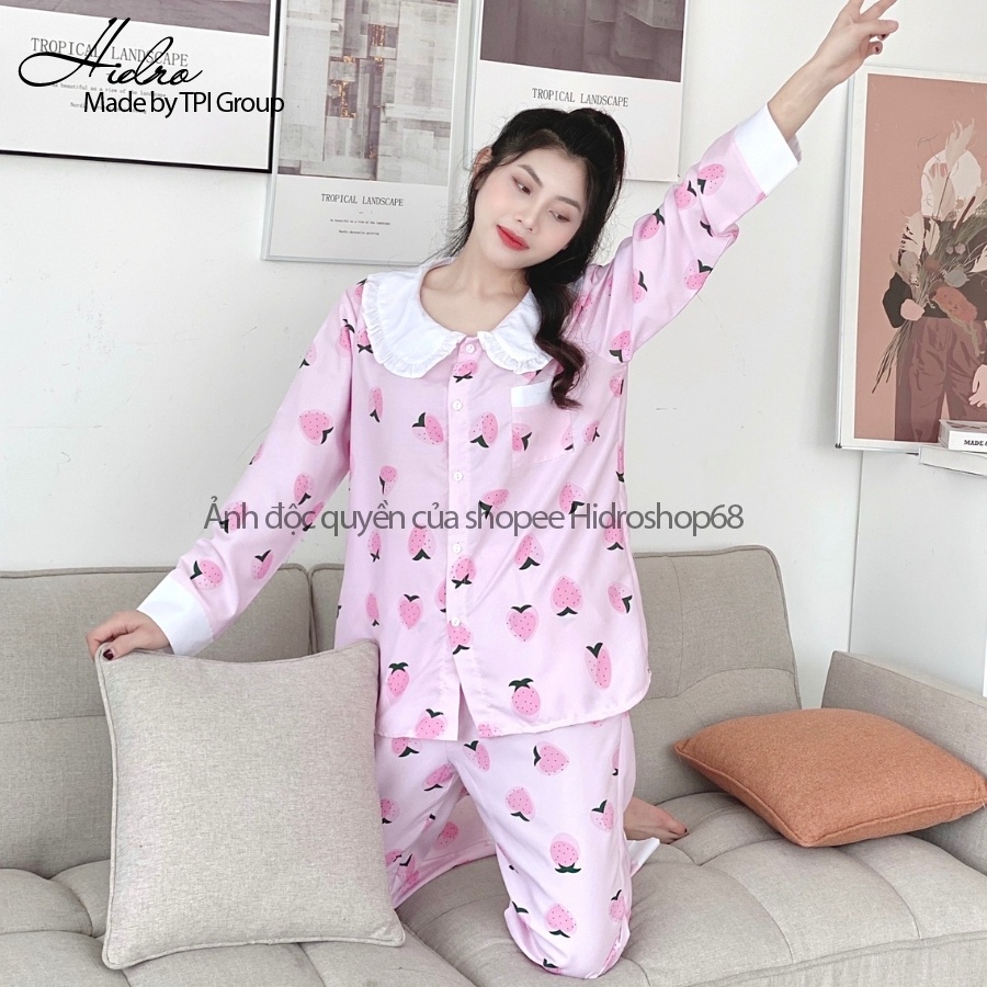 Bộ Pijama Dài Tay Quần Dài Phối Cổ Họa Tiết Dễ Thương Siêu Xinh | WebRaoVat - webraovat.net.vn