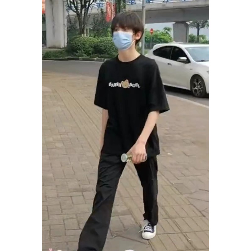 Áo thun phông đen IN HÌNH BARSH Gấu cheap moment Tả Hàng Gia tộc TF idol thần tượng hoa ngữ thời trang xinh xắn