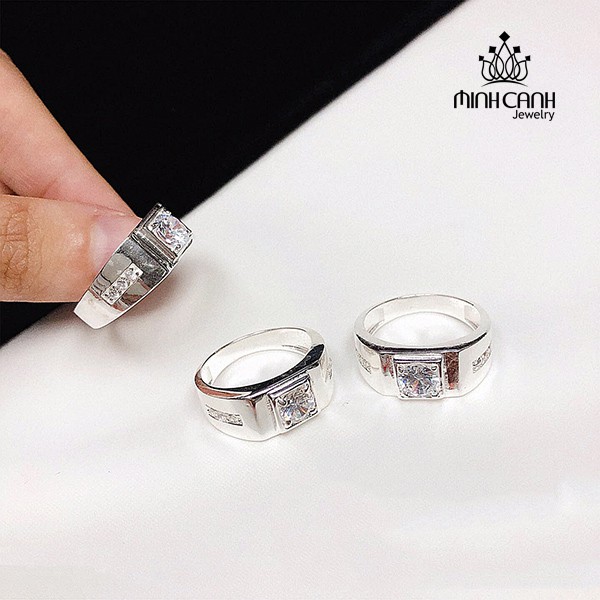 Nhẫn Bạc Nam Đá Trắng NN057 - Minh Canh Jewelry