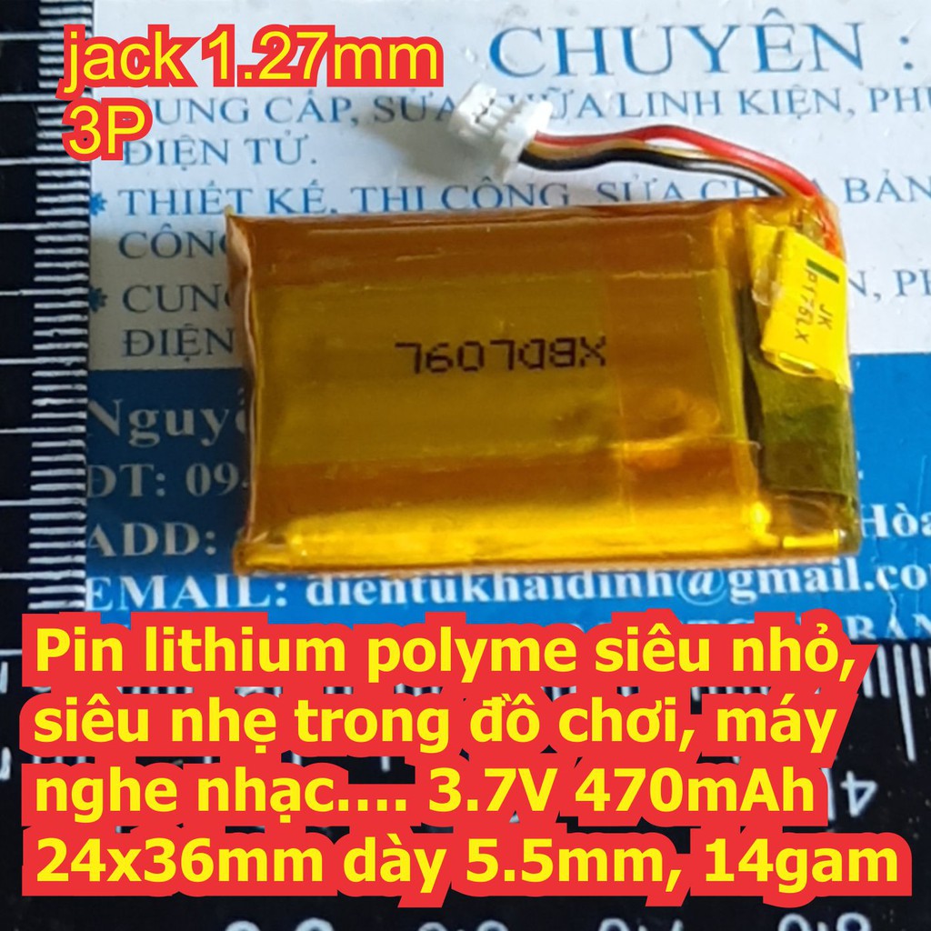 Pin lithium polyme siêu nhỏ, siêu nhẹ trong tai nghe, máy nghe nhạc, máy bay ĐKTX, đồ chơi.... 3.7V kde5391