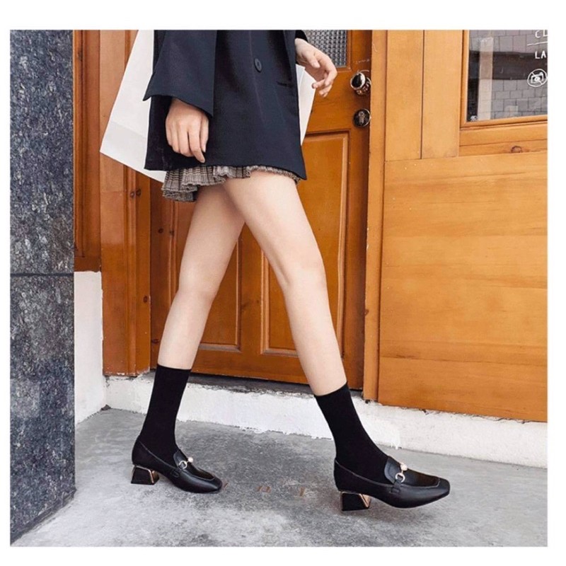 GIÀY LOAFER GÓT VUÔNG 5P ĐÍNH NGỌC