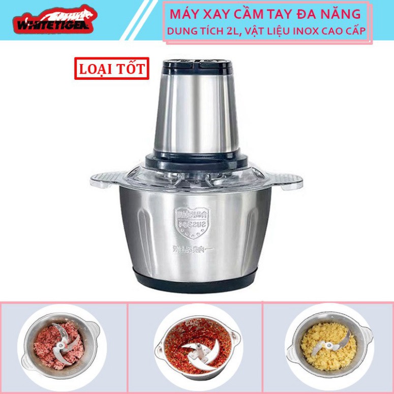 [Loại Tốt] Máy xay thịt, máy xay cầm tay đa năng 2 lít công suất lớn cối inox cao cấp, bền bỉ và chất lượng . .