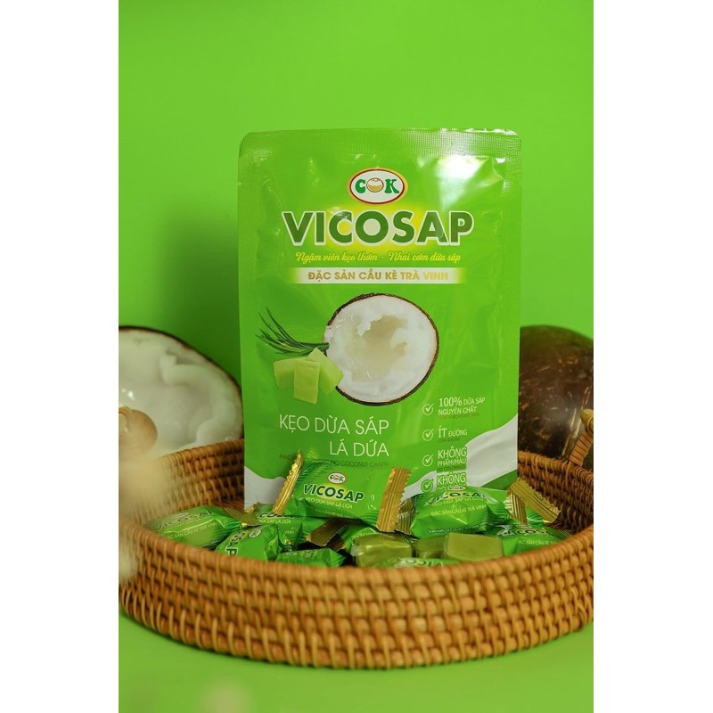 Kẹo Dừa Sáp VICOSAP túi 100g - Đặc Sản Cầu Kè Trà Vinh ( Mua 2 túi tặng 1 túi bất kỳ )