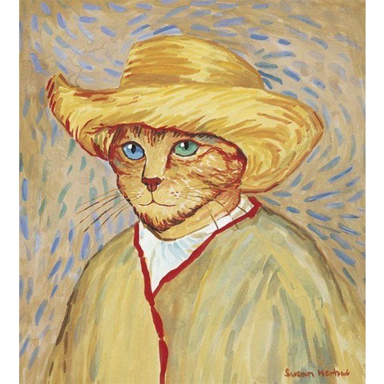 Bộ tranh đính đá 5D tự làm 30x40cm hình tranh mèo phong cách Van Gogh ngộ nghĩnh trang trí độc đáo