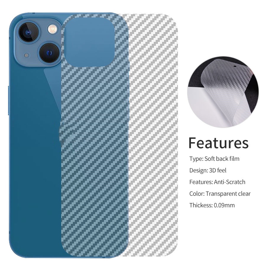 Miếng dán bảo vệ camera sau họa tiết sợi carbon 3D cho iPhone 12 11 13 14 15 Pro Max