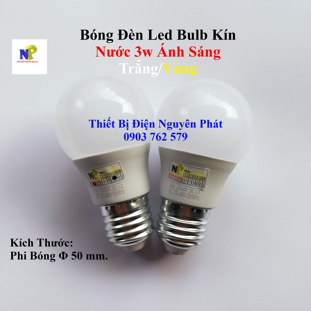 Bóng Đèn Led Bulb Kín Nước 3w Ánh Sáng Trắng/Vàng | BigBuy360 - bigbuy360.vn