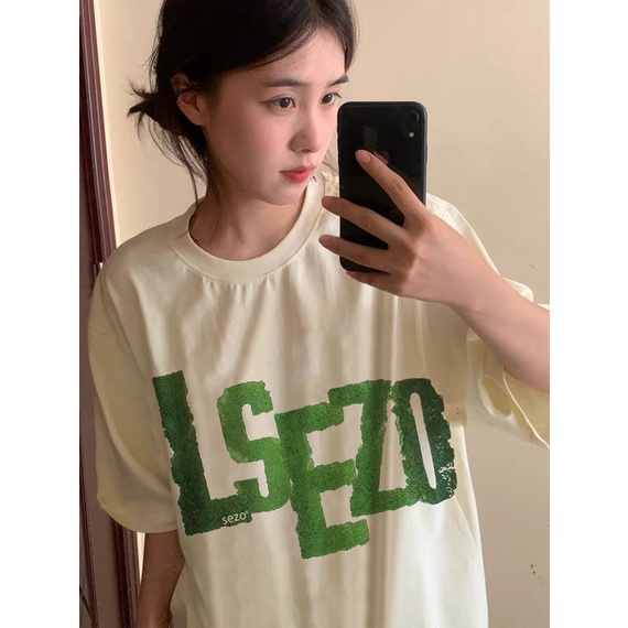 SELVZE Áo thun cotton ngắn tay dáng rộng in họa tiết kiểu retro Mỹ chất lượng cao dành cho nữ