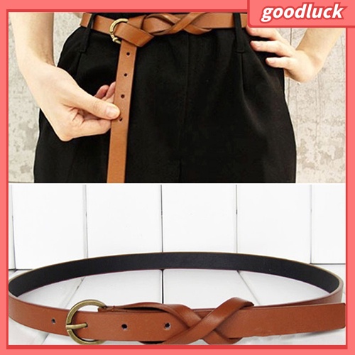 Thắt lưng nữ bản hẹp giả da kiểu dáng đơn giản cổ điển