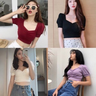 ÁO CROPTOP TAY PHỒNG nhún giữa