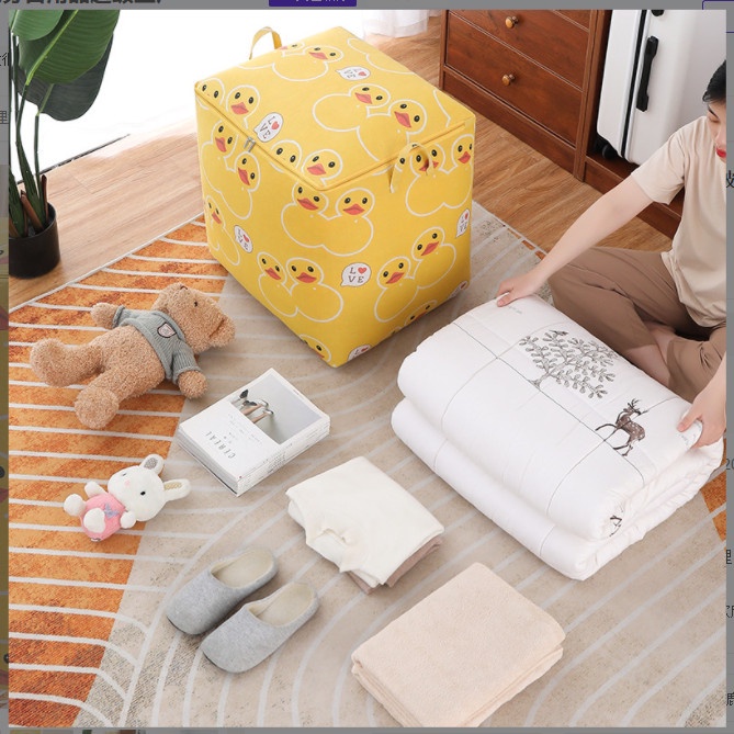 [SALE - MẪU MỚI] Túi Vải Đựng Quần Áo, Chăn Màn,Đồ Dùng Đa Năn,Có Nắp Khóa Kéo, Cỡ Lớn, Gấp Gọn