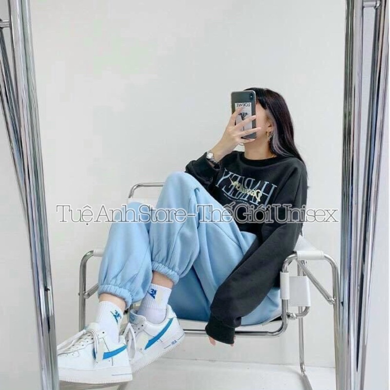 Quần Jogger Trơn Ống Bo Unisex dành cho nam nữ phom rộng 38-68kg - Quần dài thể thao chất da cá siêu đẹp lên phom chuẩn