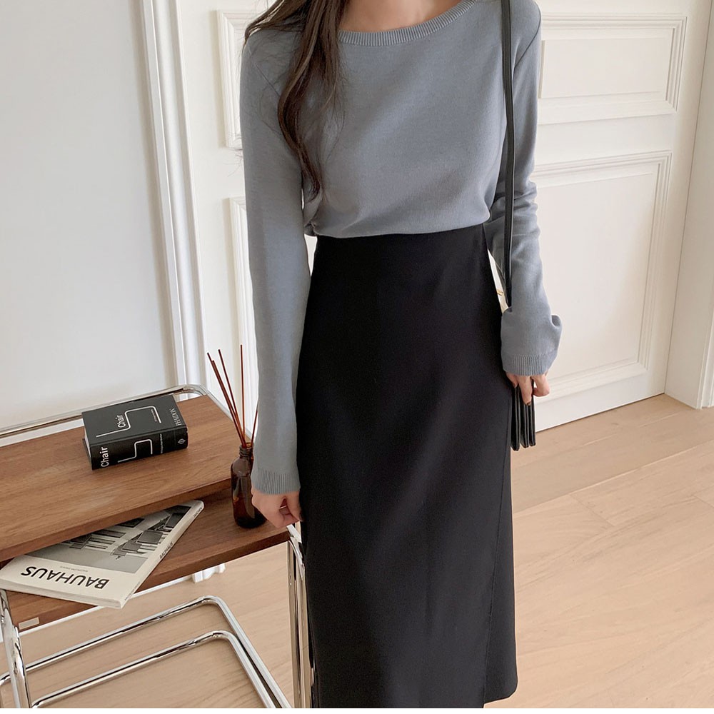 Chân váy chữ a vải mỏng lưng cao màu trơn thiết kế lệch tà | BigBuy360 - bigbuy360.vn