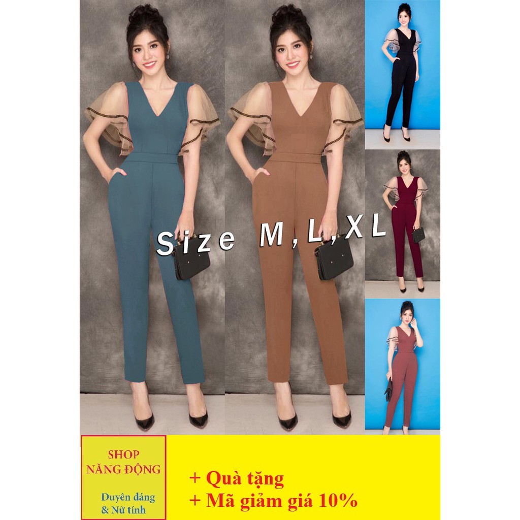 Bộ Jum Đẹp [FREESHIP] Jumpsuit dài tay cánh tiên phối lưới TJ926