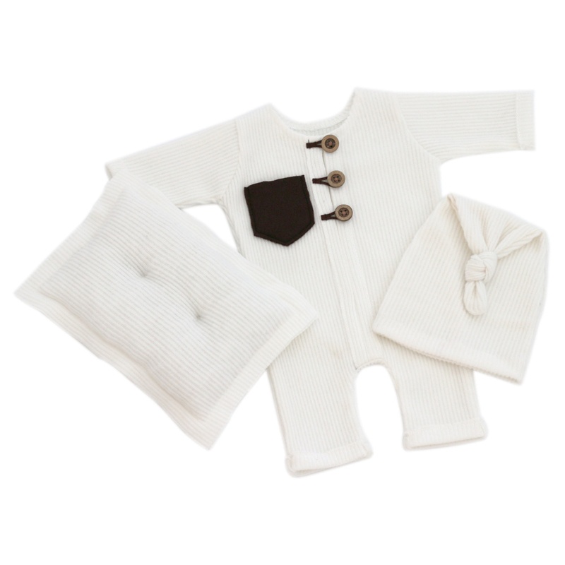 Bộ 3 Món Gồm Áo Liền Quần + Gối + Mũ Thắt Nút Elf Làm Phụ Kiện Chụp Ảnh Cho