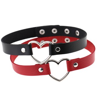Vòng cổ choker da Pu khoen tim