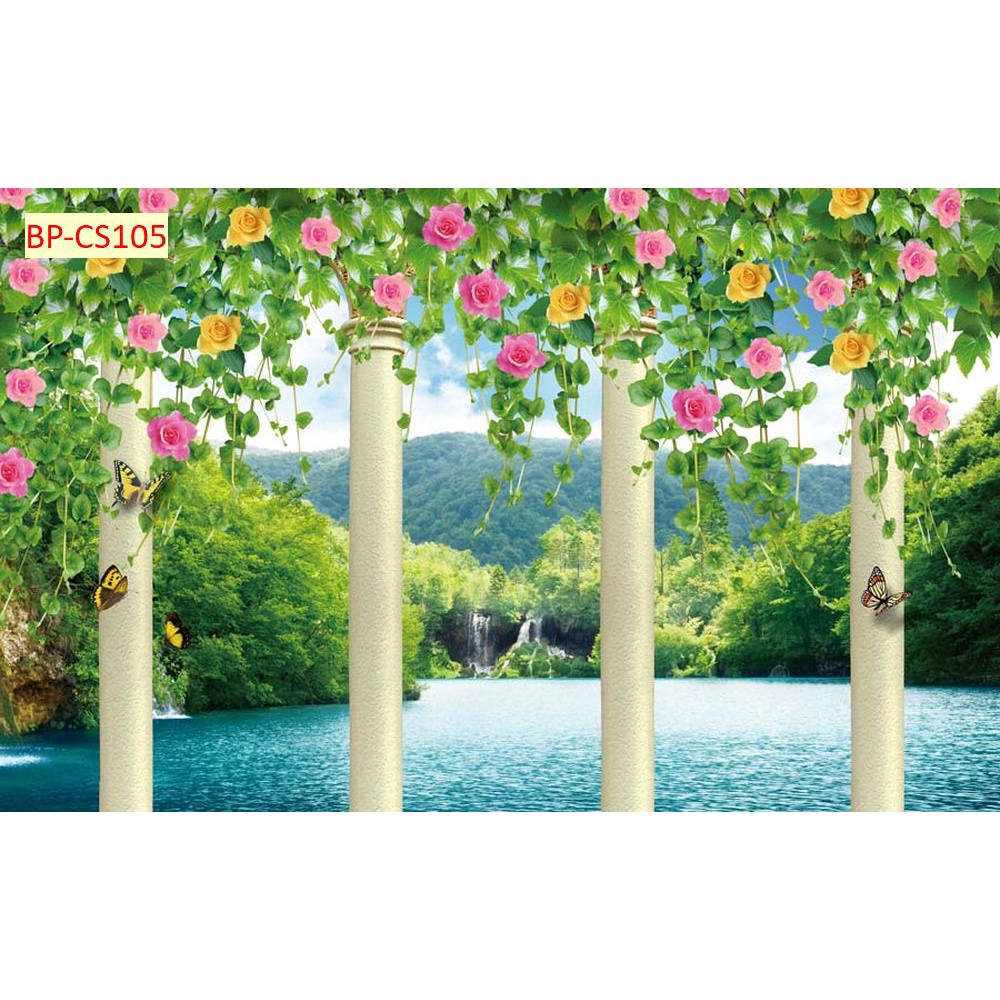 Tranh dán tường 3D khung cửa sổ sang trọng, lịch sự