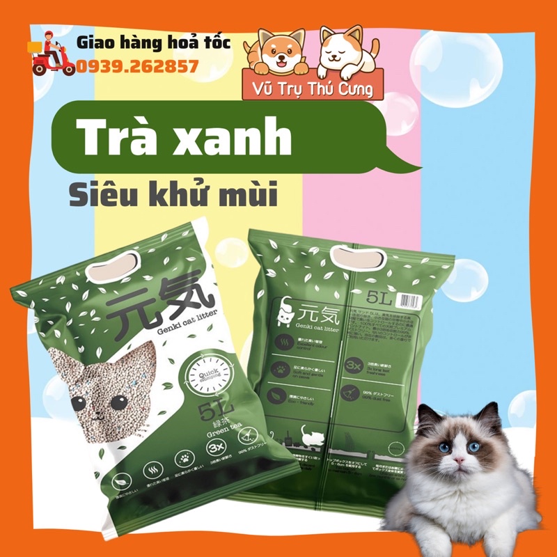 Cát vệ sinh cho mèo Genki Nhật Bản - Túi 5 Lít