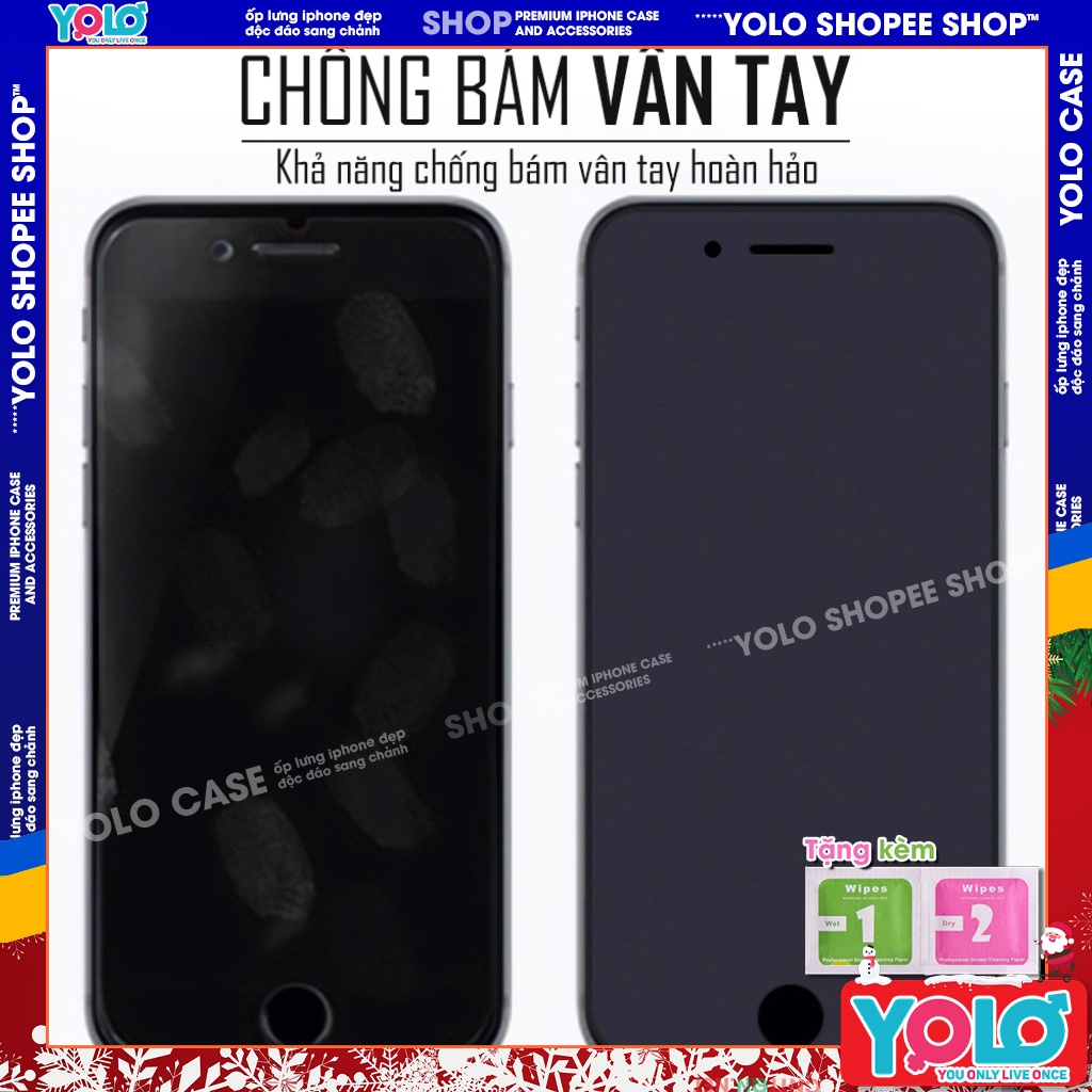 Kính cường lực Chống Vân tay full màn iphone 6/6plus/6s/6splus/7/7plus/8/8plus/x/xr/xs/11/12/13/pro/max/plus/promax [AG]