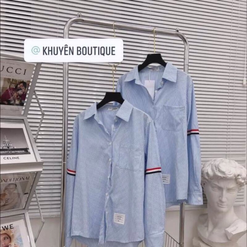 Áo Sơ mi sọc trắng unisex