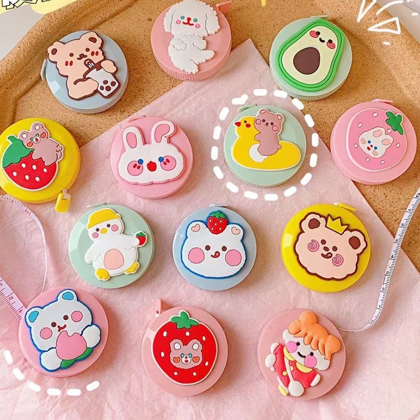 Thước Dây Cuộn Rút Thu Tự Động HỘP TRÒN 1.5 Mét - Đo Eo, Vòng Bụng Sức Khỏe Nhiều hình đáng yêu Warm&amp;Cute A208