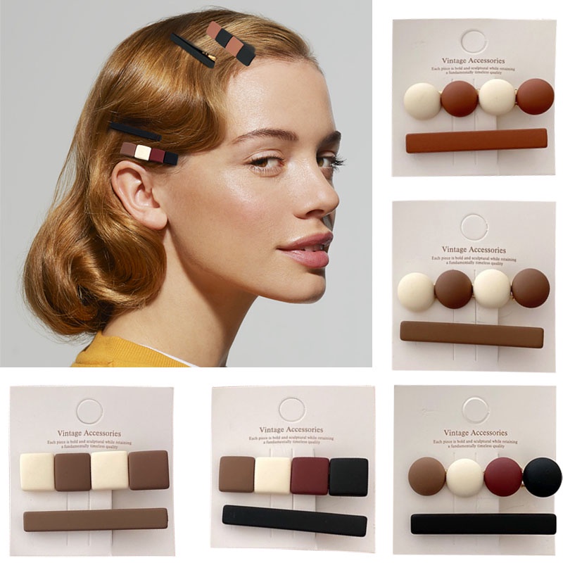Set 2 Kẹp Tóc Nữ Màu Sắc Ngọt Ngào Vintage