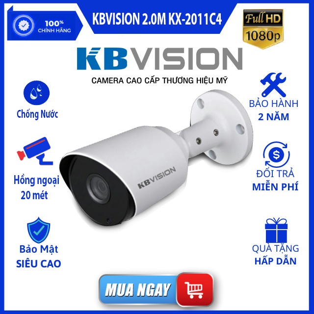 Camera Ngoài Trời KBVISION KX-2011C4,Camera 4 in 1(CVI/TVI/AHD/Analog) Chống Ngược Sáng