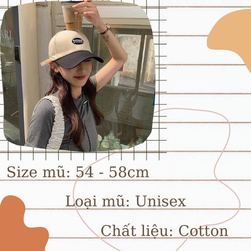 Nón lưỡi trai thêu chữ DUNK vải kaki cao cấp, mũ lưỡi trai form cứng có đệm đỡ phía trước phong cách Hàn Quốc