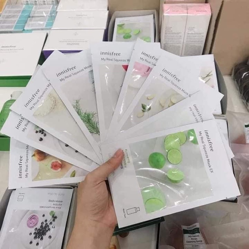 Mặt Nạ Giấy Innisfree My Real Squeeze Mask EX ❤️ mẫu mới 2020 ❤️💯 chính hãng ❤️ mặt nạ Hàn Quốc chính hãng ❤ 20ml