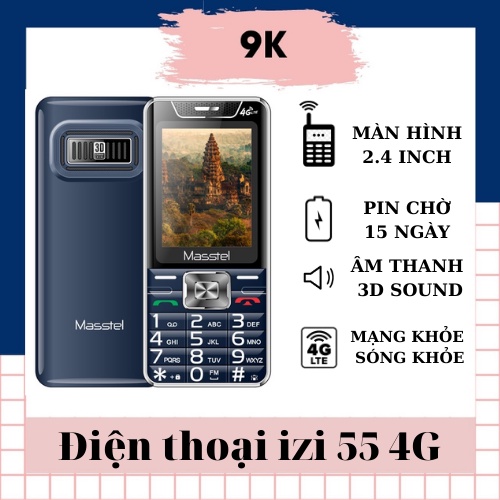 Điện thoại bàn phím, Điện thoại Masstel IZI 55 4G - MẠNG KHỎE PIN TRÂU - HÀNG CHÍNH HÃNG - BẢO HÀNH 1 ĐỔI 1