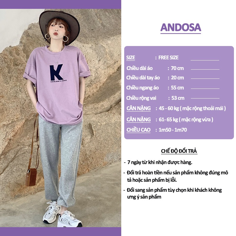 Áo thun nữ unisex tay lỡ form rộng cổ tròn đẹp in hình ABCK hàng Quảng Châu ANDOSA AT03