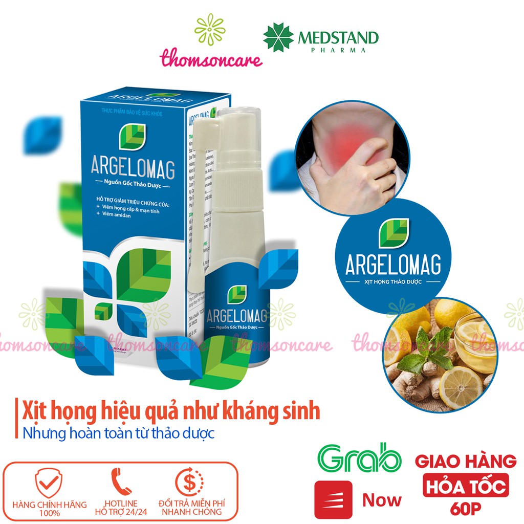 Xịt họng giảm ho, đau họng Argelomag Medstand Lọ 15ml từ thảo dược Bạc Hà, kim ngân