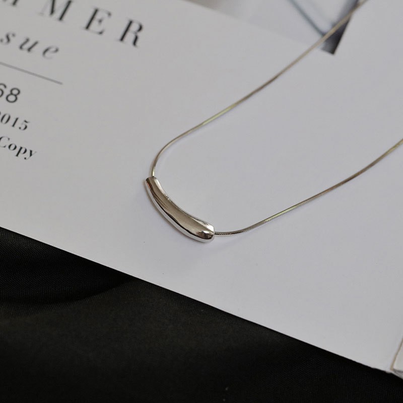 Vòng cổ Mạ Bạc 925 Mặt Hình Giọt Nước Đính Đá Phong Cách Hàn Quốc