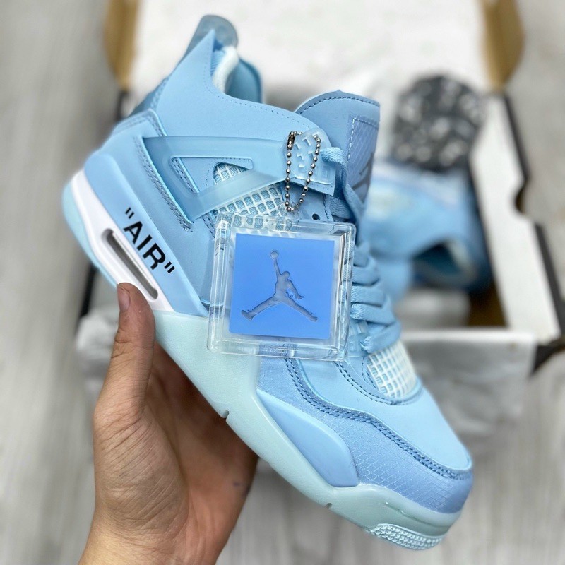 jordan4 offwhite xanh biển hàng 1:1 chất lượng ( full phụ kiện + freeship )