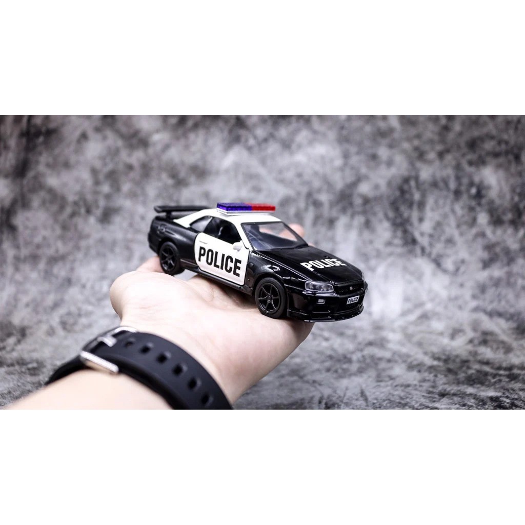 MÔ HÌNH XE NISSAN POLICE GT R34 1:36 JACKIEKIM 7382