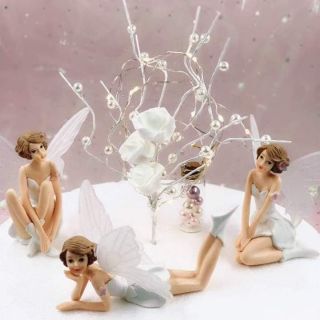 Bộ 3 cô tiên cánh trắng trang trí bánh kem