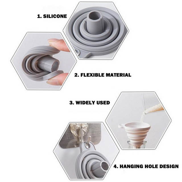Phễu thu gọn silicone mini đa chức năng cho nhà bếp