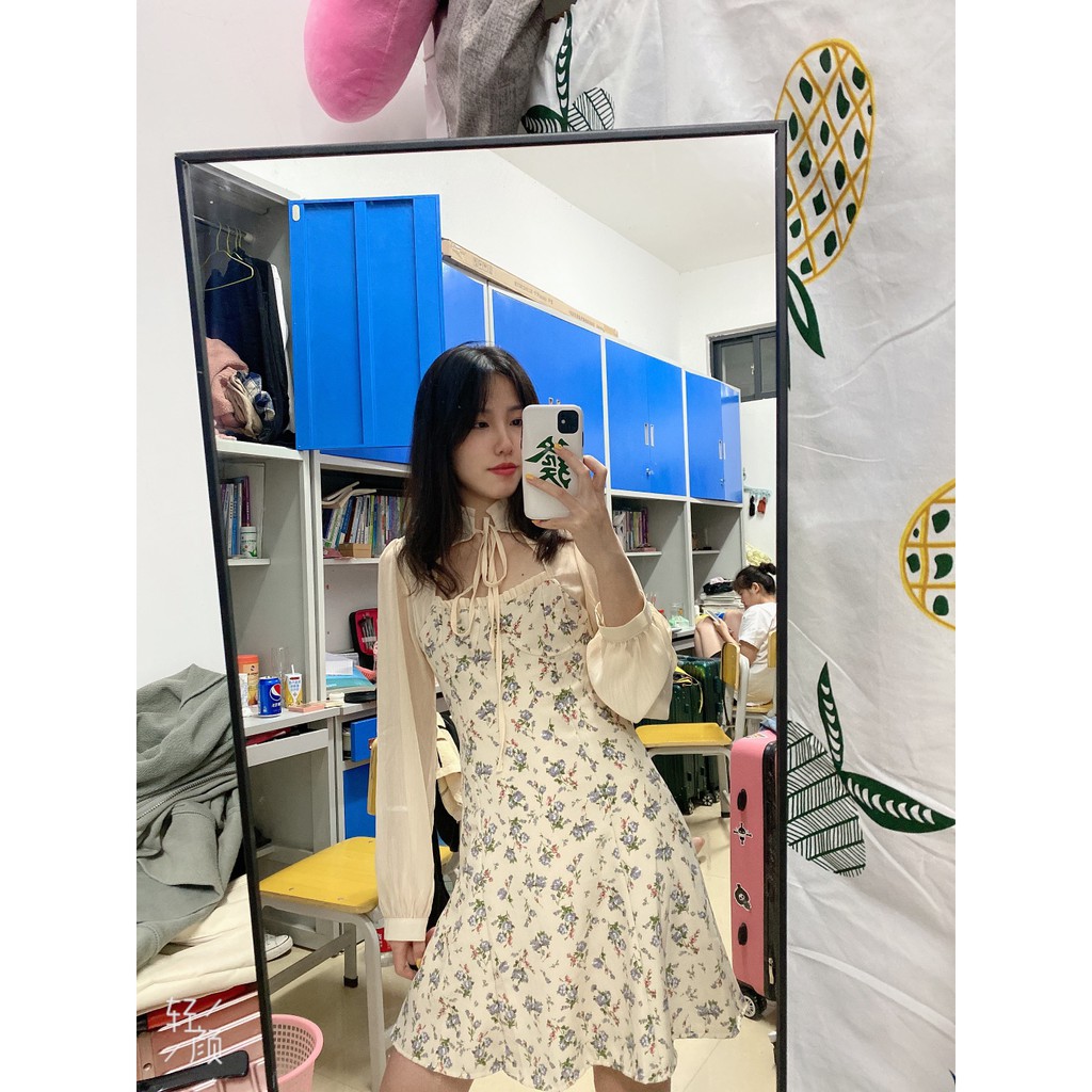 (Sẵn)Váy/đầm Retro khoét ngực phối tay voan (Ảnh thật) | BigBuy360 - bigbuy360.vn